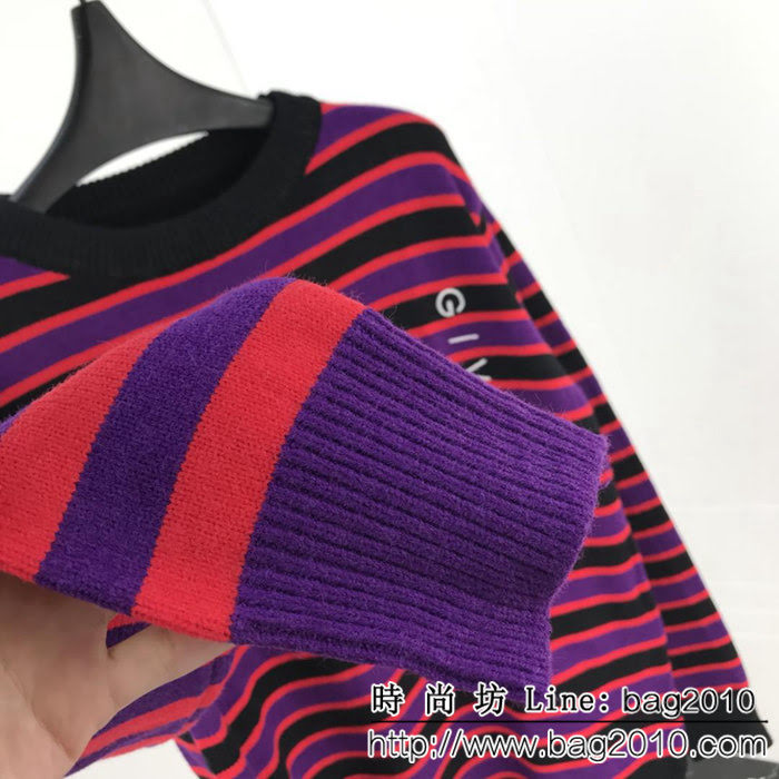 Gvc紀梵希 18ss秋冬新款毛衣 條紋刺繡字母 採用羊毛混紡面料 舒適柔軟 高版本男女同款 ydi2342